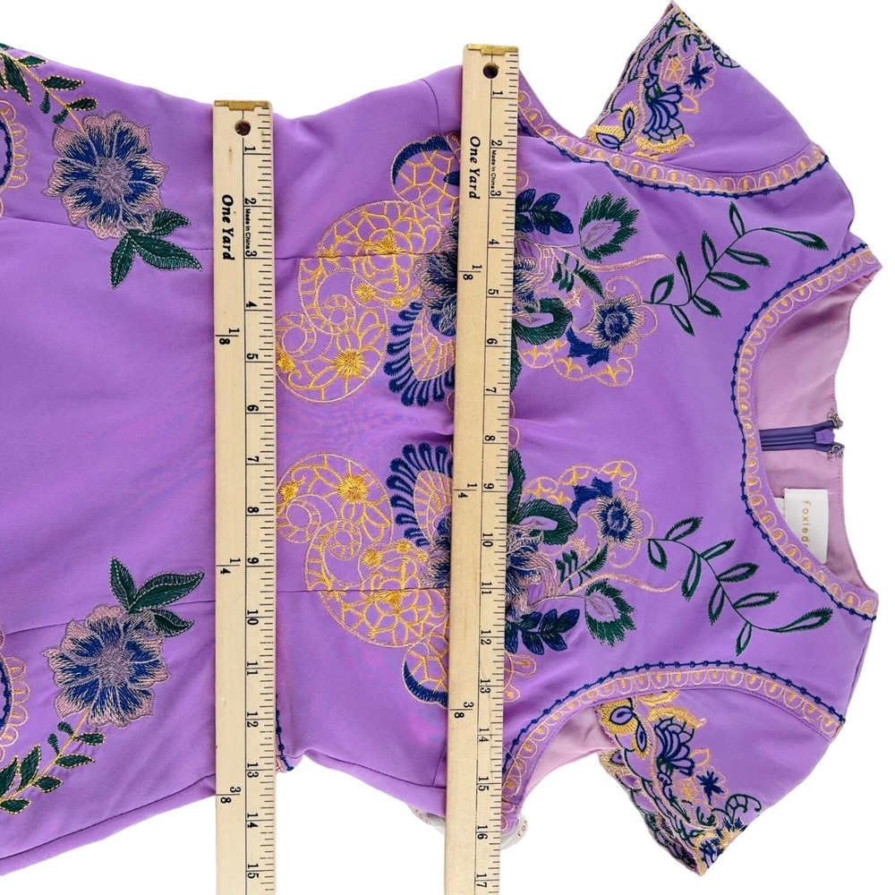 foxiedox Lavender Embroidered Long Sleeve Dress - Picture 4 of 8